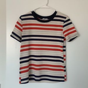 Zara embroidery striped t-shirt